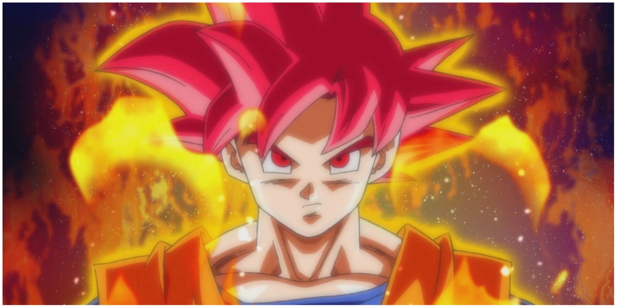 Dragon Ball Goku Powering Up Amid Flames