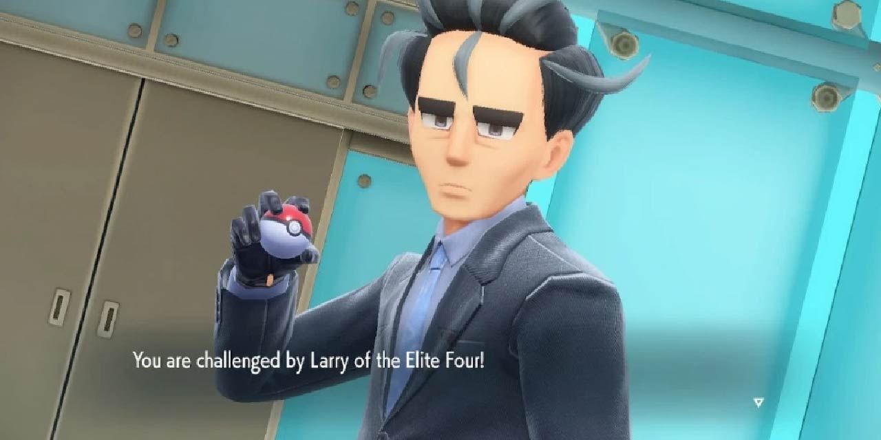 Larry from Pokémon Scarlet & Violet challenges the player to battle the Elite Four.