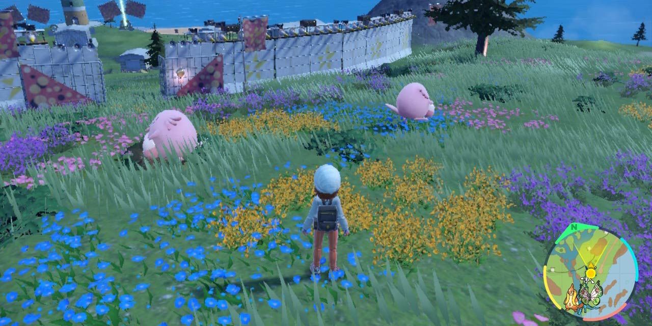 Chansey in the wild in Pokémon Scarlet and Violet.