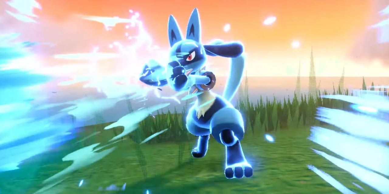 Lucario doing a powerful move in Pokémon Scarlet & Violet.