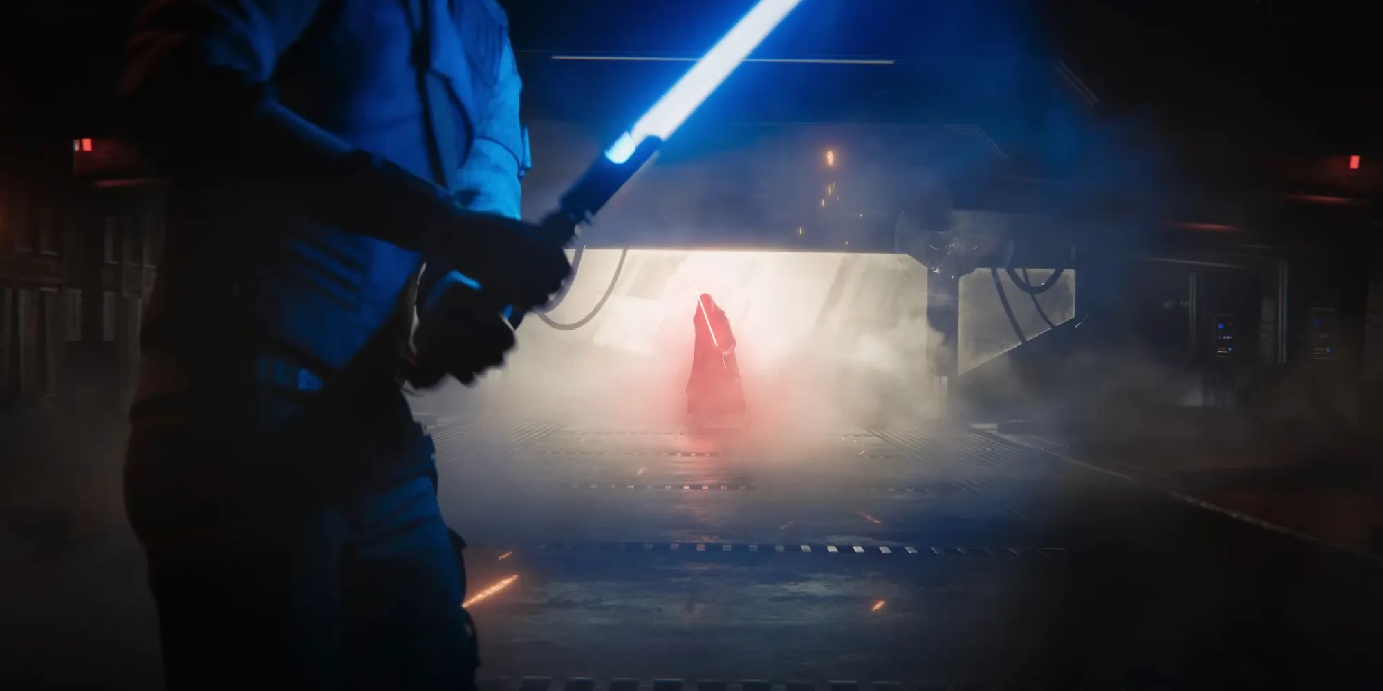 Star Wars Jedi Survivor Lightsaber Faceoff Down Foggy Corridor