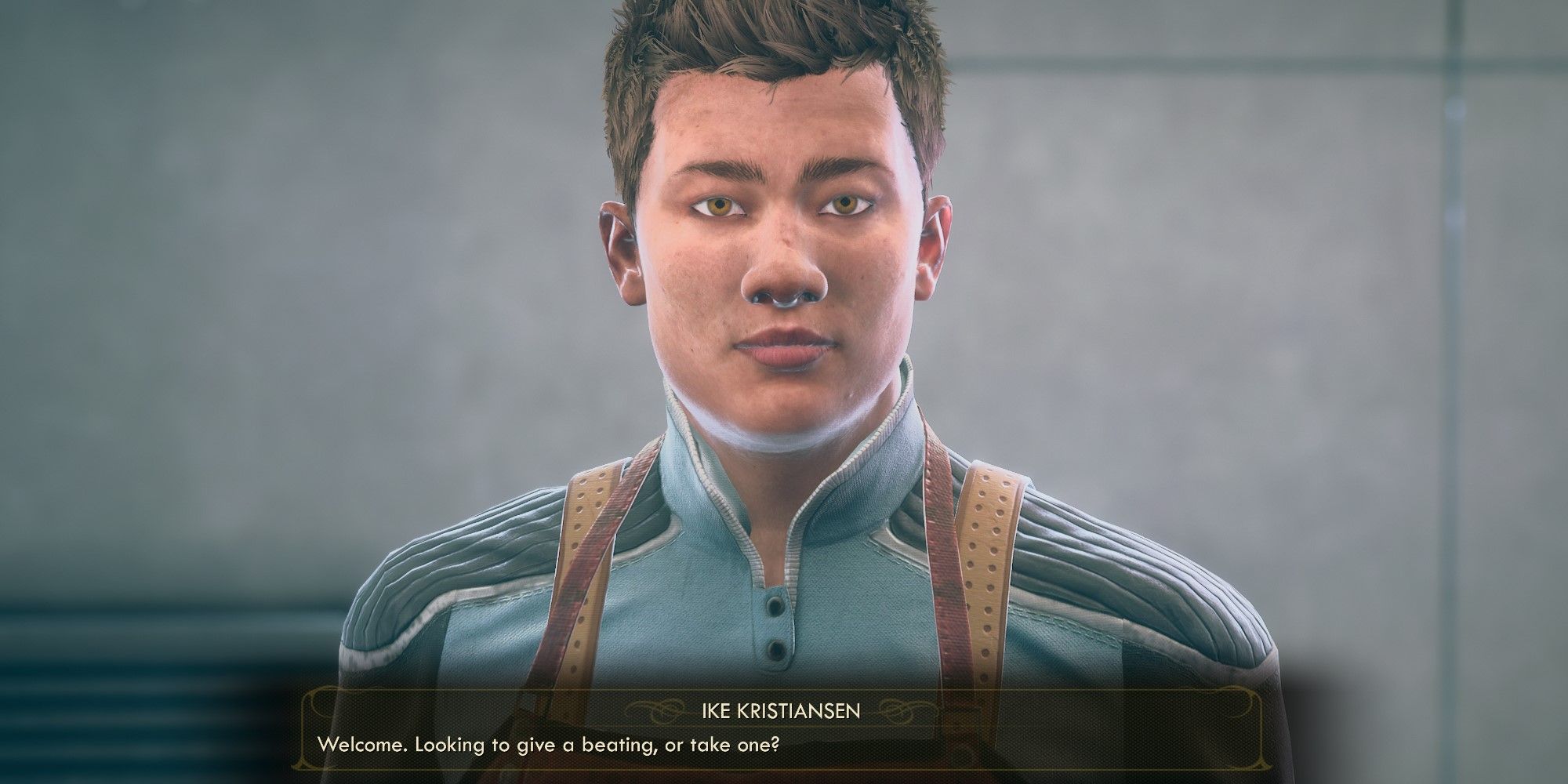 The Outer Worlds Ike Kristiansen speaking to the player