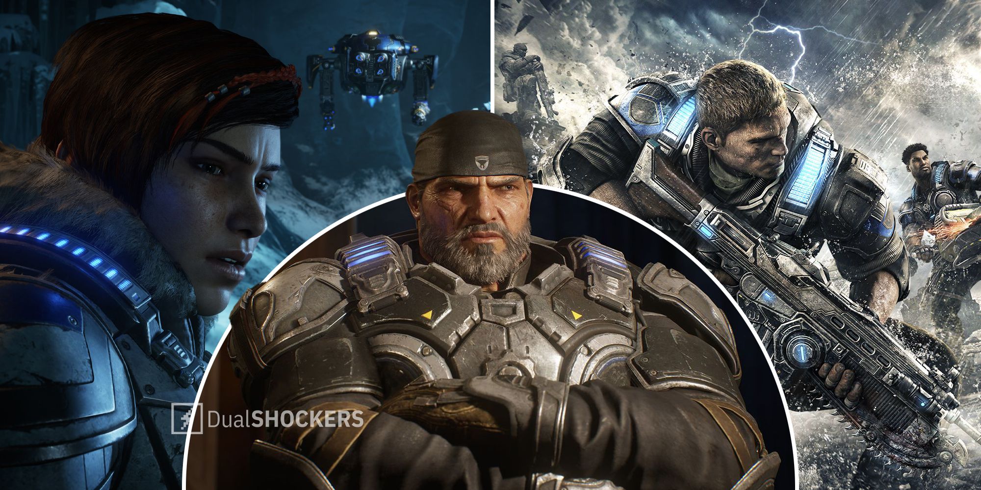 Gears Of War Kait Diaz, Marcus Fenix, and JD Fenix