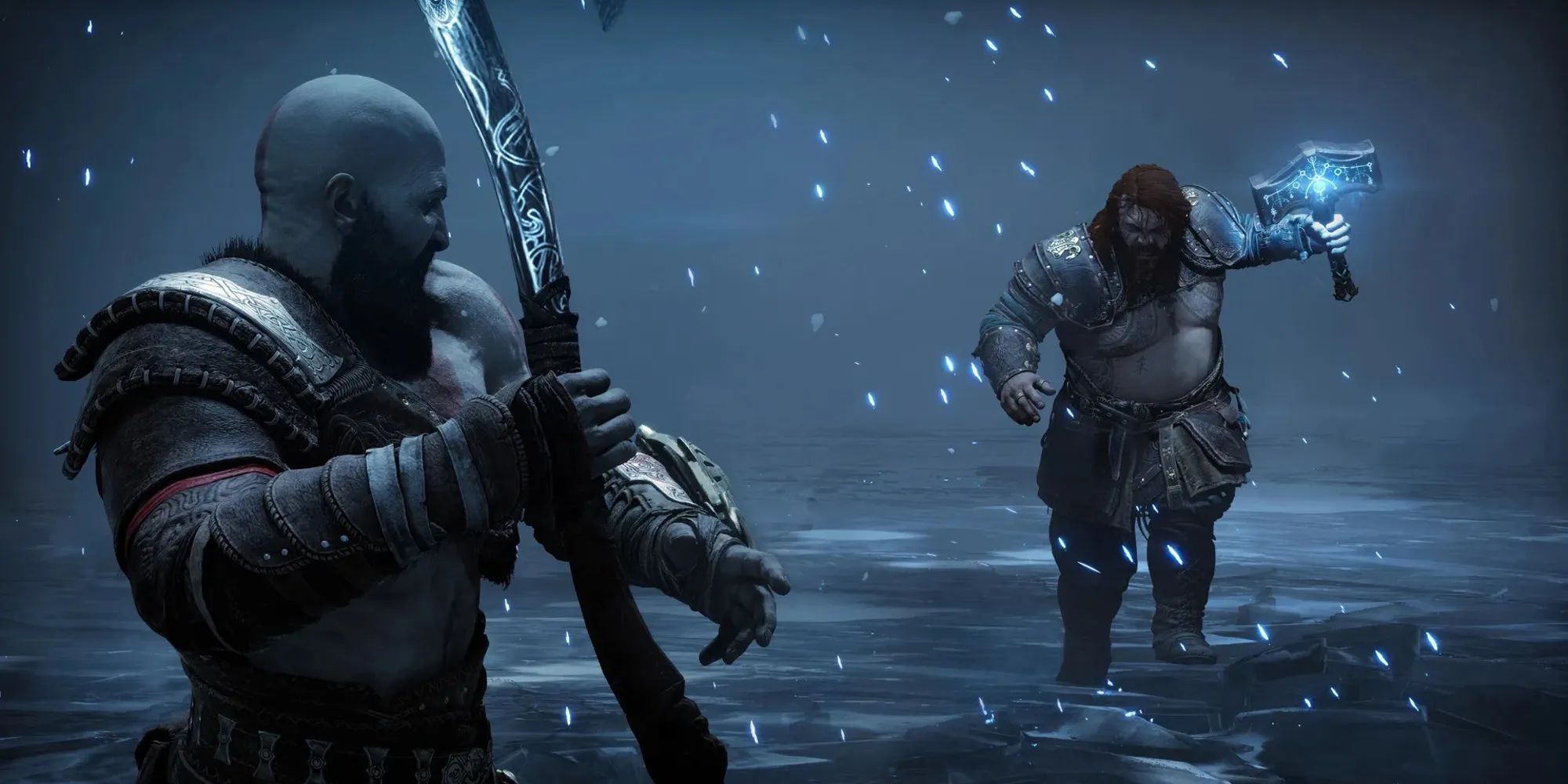 God of War Ragnarok Kratos Facing Down Thor With Mjolnir