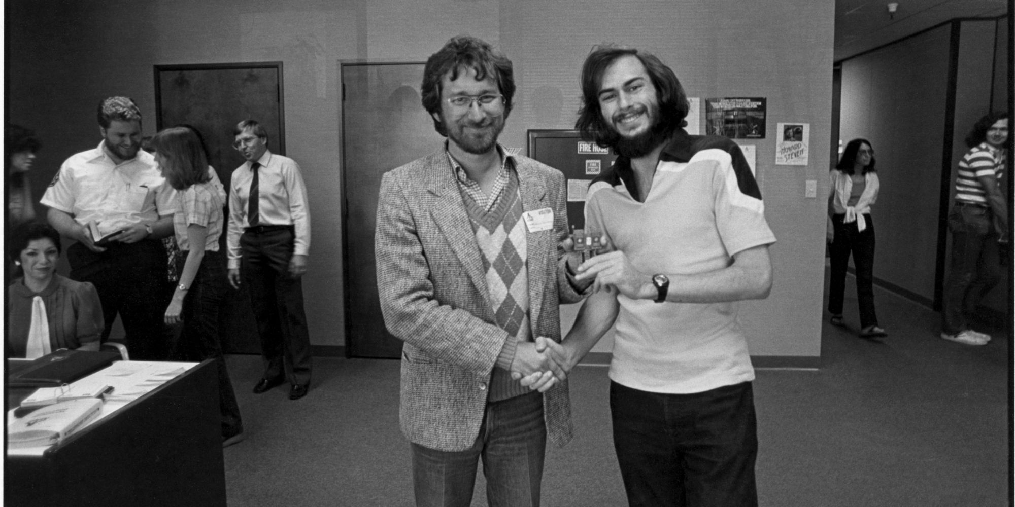 Howard Scott Warshaw and Steven Spielberg at the Atari office.