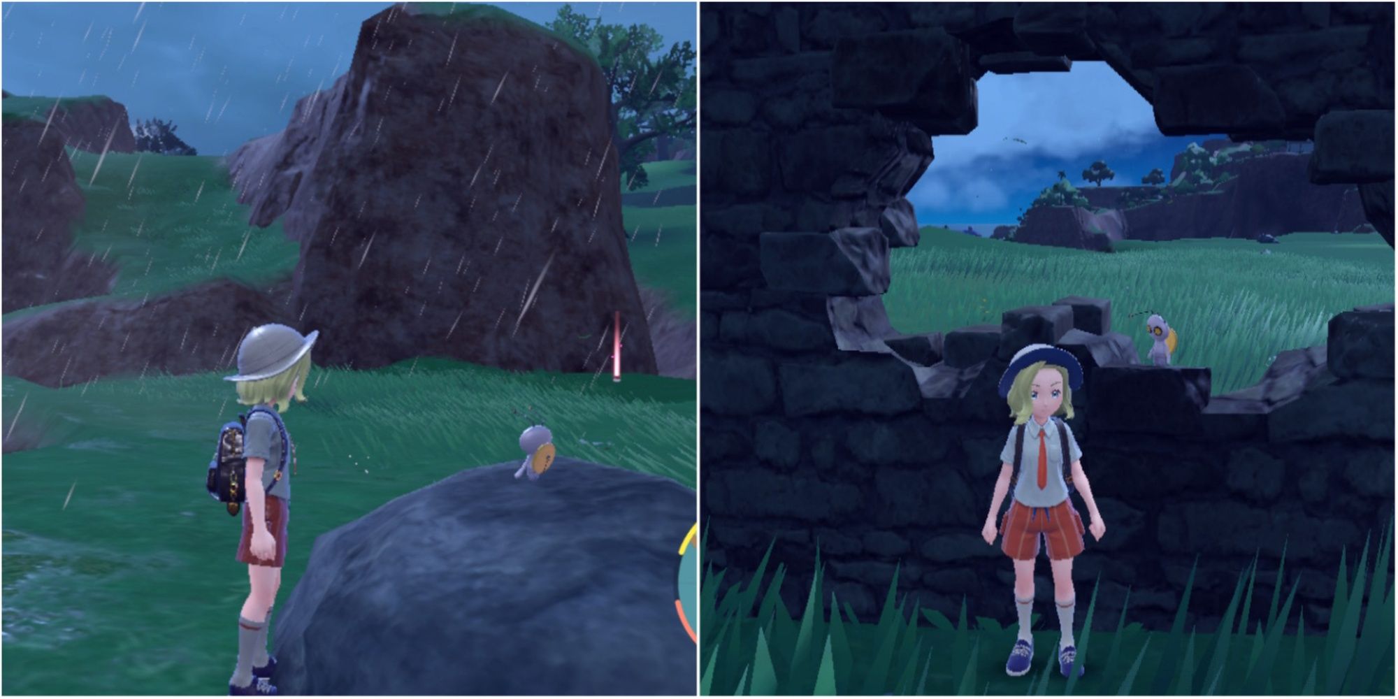 Trainer finds Ghimmighoul on rock and in wall