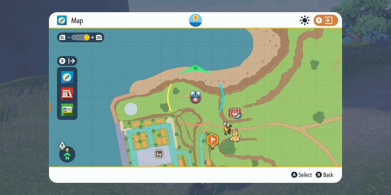 Image of the location of Rotom on the map near Porto Marinada in Pokemon Scarlet & Violet.