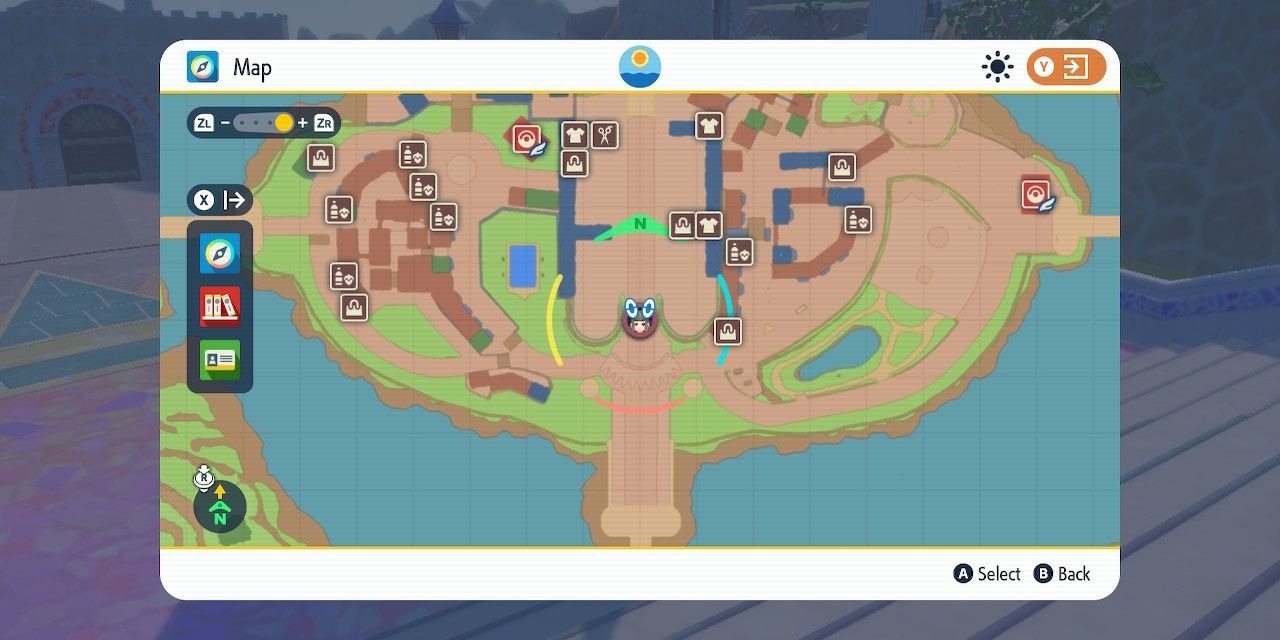 Image of the location for free Rotom cases on the map in Pokemon Scarlet & Violet.