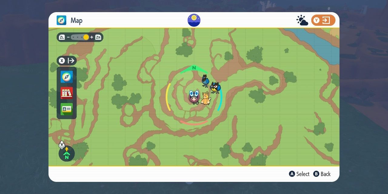 Bild des dritten violetten, ominösen Pfahlstandorts auf der Karte in Pokémon Scarlet & Violet.