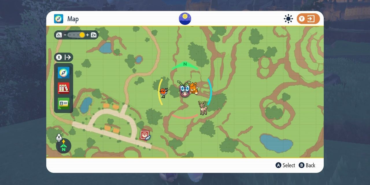 Bild des zweiten violetten, ominösen Pfahlstandorts auf der Karte in Pokémon Scarlet & Violet.