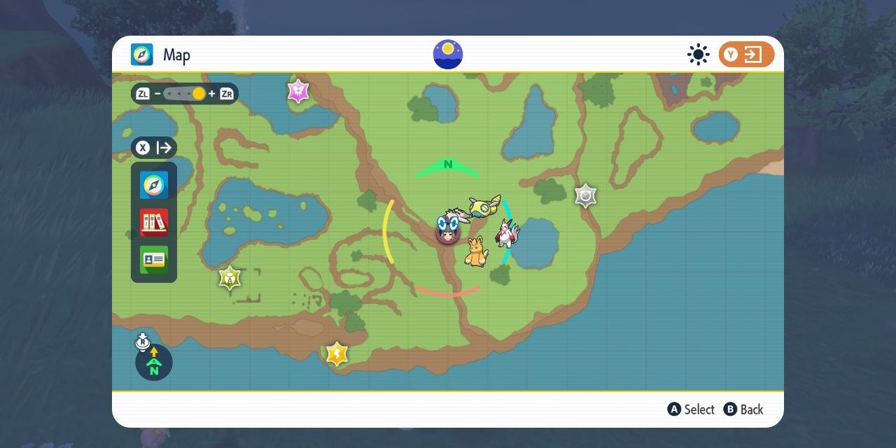 Bild des vierten violetten, ominösen Pfahlstandorts auf der Karte in Pokémon Scarlet & Violet.
