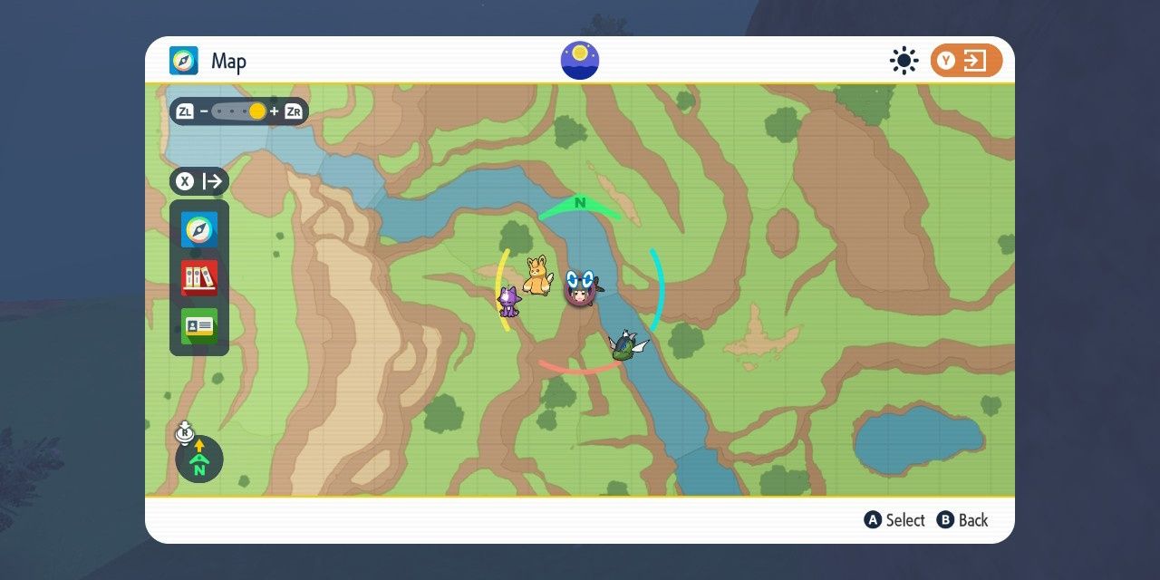 Bild des ersten gelben, ominösen Pfahlstandorts auf der Karte in Pokémon Scarlet & Violet.