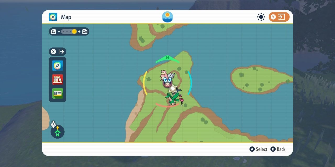 Bild des dritten grünen, ominösen Pfahlstandorts auf der Karte in Pokémon Scarlet & Violet.