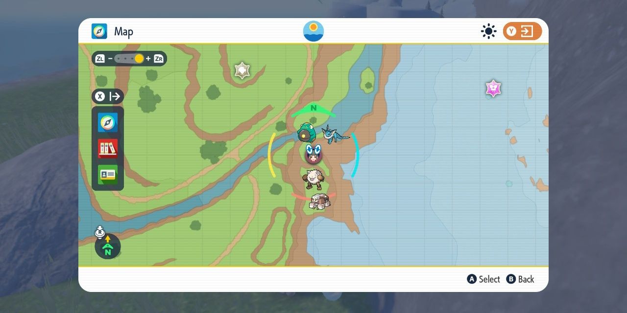 Bild des achten grünen, ominösen Pfahlstandorts auf der Karte in Pokémon Scarlet & Violet.