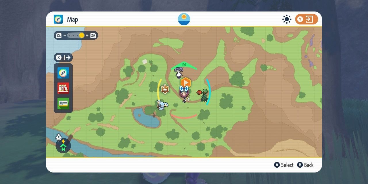 Bild des zweiten blauen, ominösen Pfahlstandorts auf der Karte in Pokémon Scarlet & Violet.