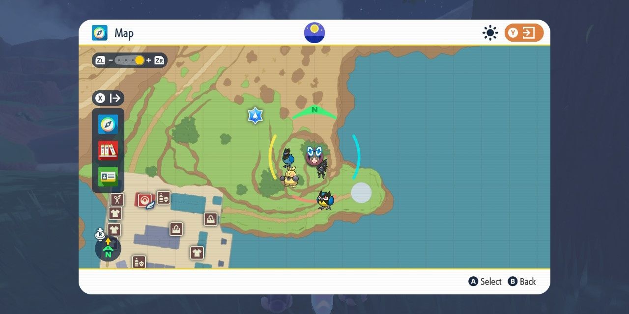 Bild des achten blauen, ominösen Pfahlstandorts auf der Karte in Pokémon Scarlet & Violet.