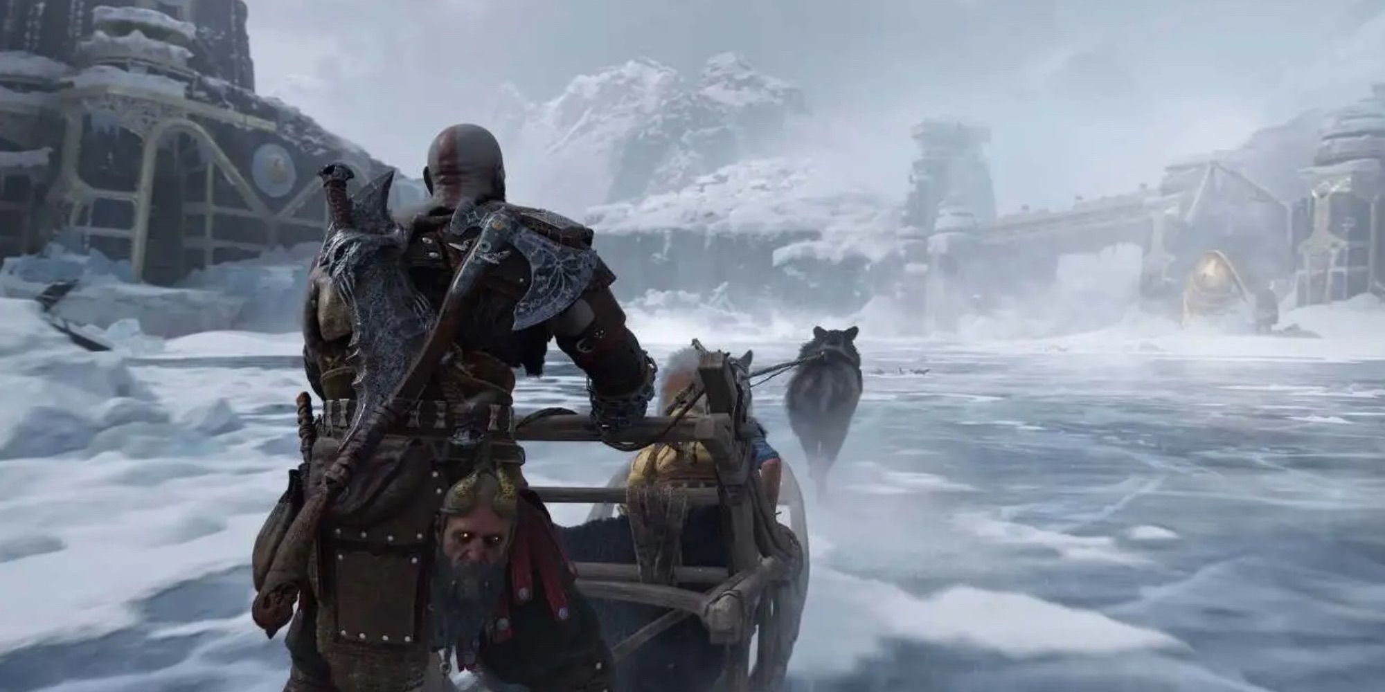 Lake of the Nine Kratos Sleigh God of War Ragnarok-1