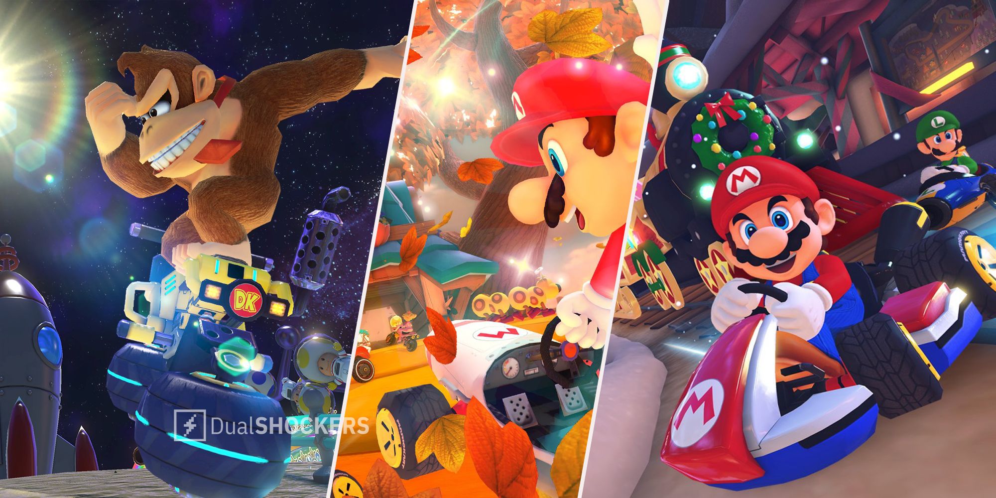 Mario Kart 8 Deluxe Wave 3 DLC Tracks 3DS Rainbow Road (Mario Kart 7), Maple Treeway (Mario Kart Wii), Merry Mountain (Mario Kart Tour)