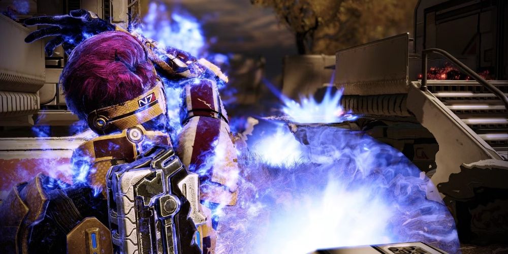 Commander Shepard casts Shockwave in Mass Effect 3