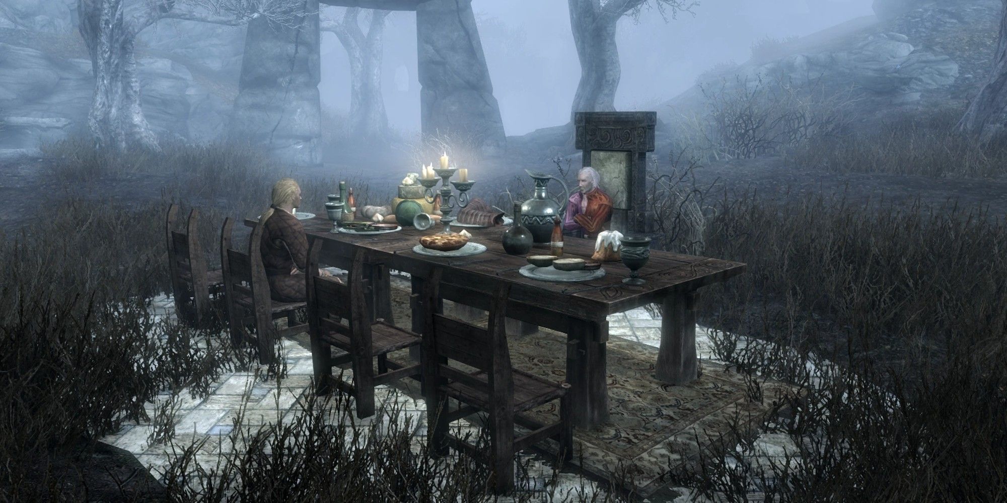 sheogorath sitting at a table in skyrim