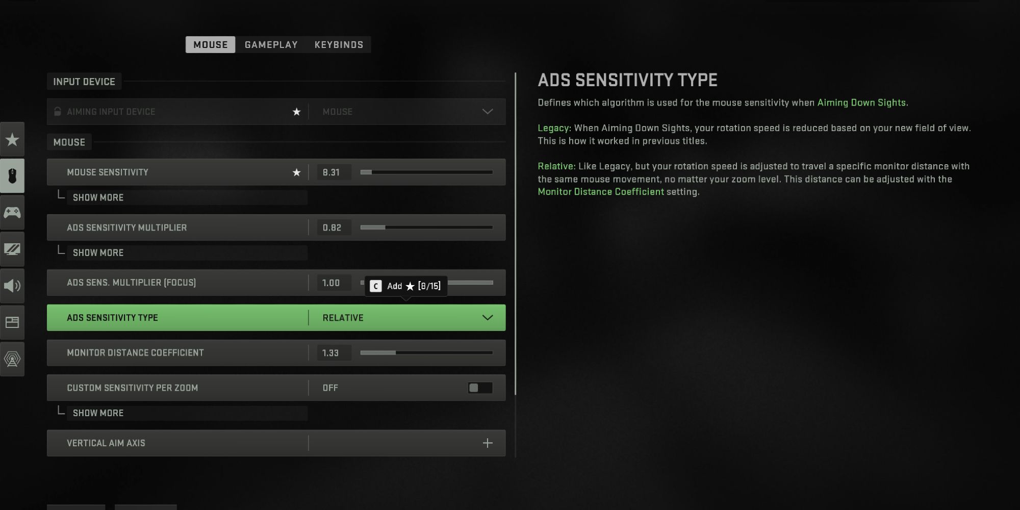 Mouse ADS Sensitivity Type Setting, Wazone 2 