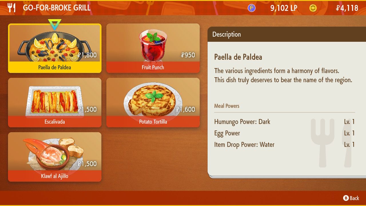 Image shows food options at the Go-For-Broke Grill.