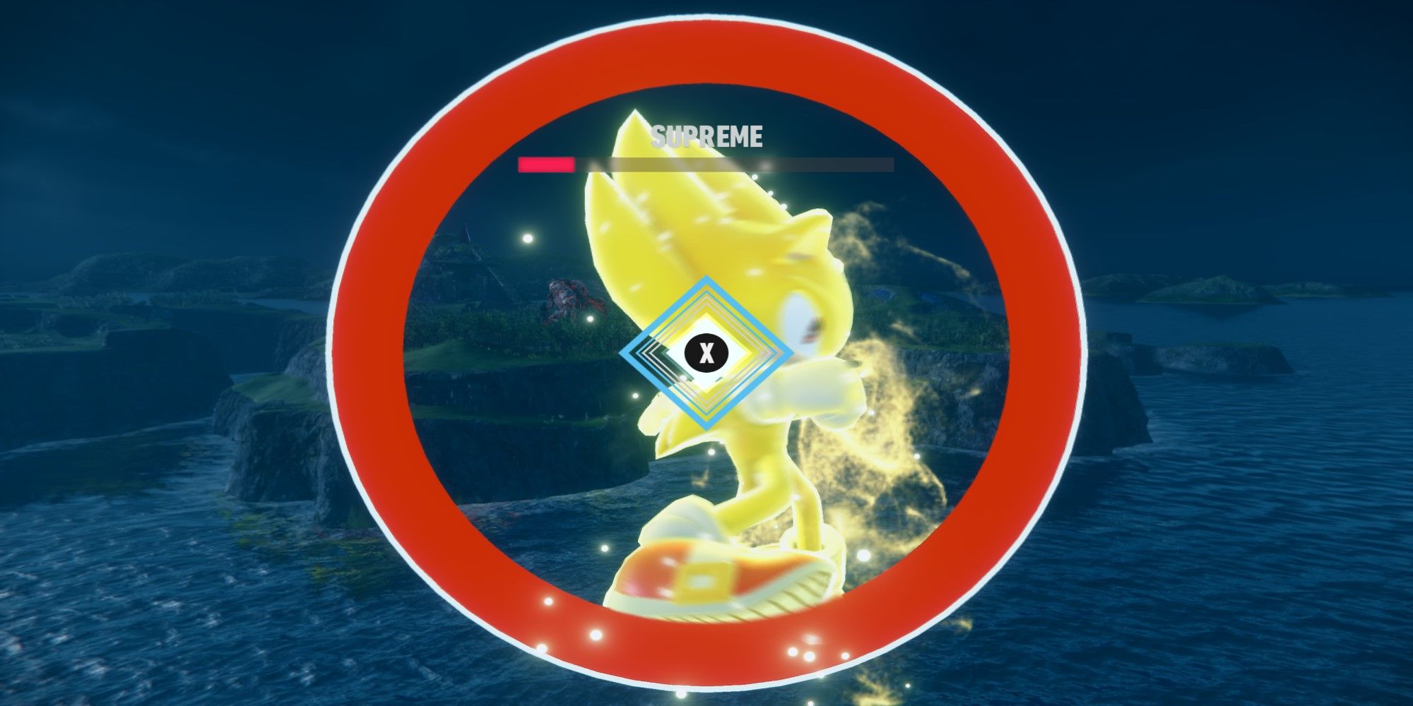 Sonic Frontier's Supreme Titan Boss Fight matches the white and red ring as Super Sonic