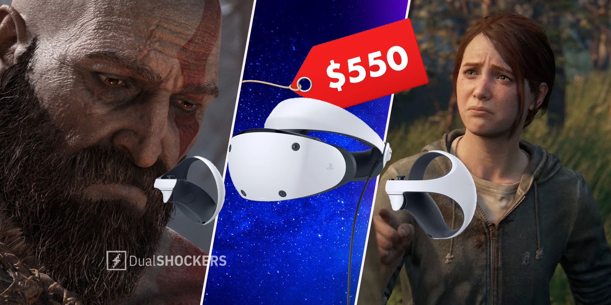 God of War Kratos, PSVR 2 with price tag, and The Last of Us Ellie