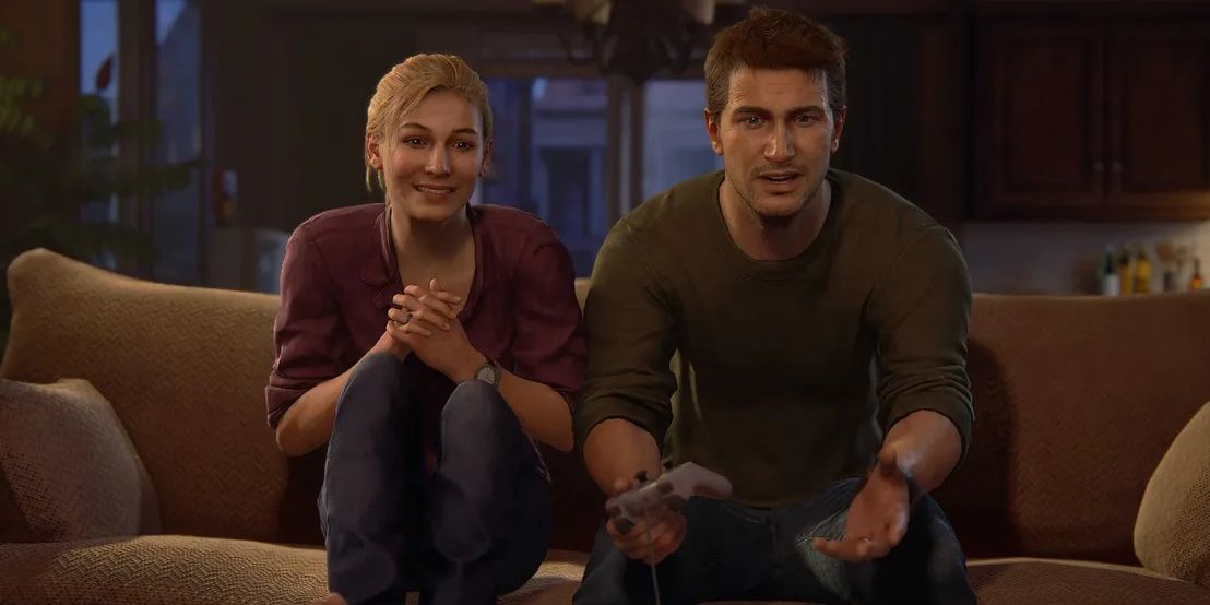 nathan drake playing playstation in uncharted 4