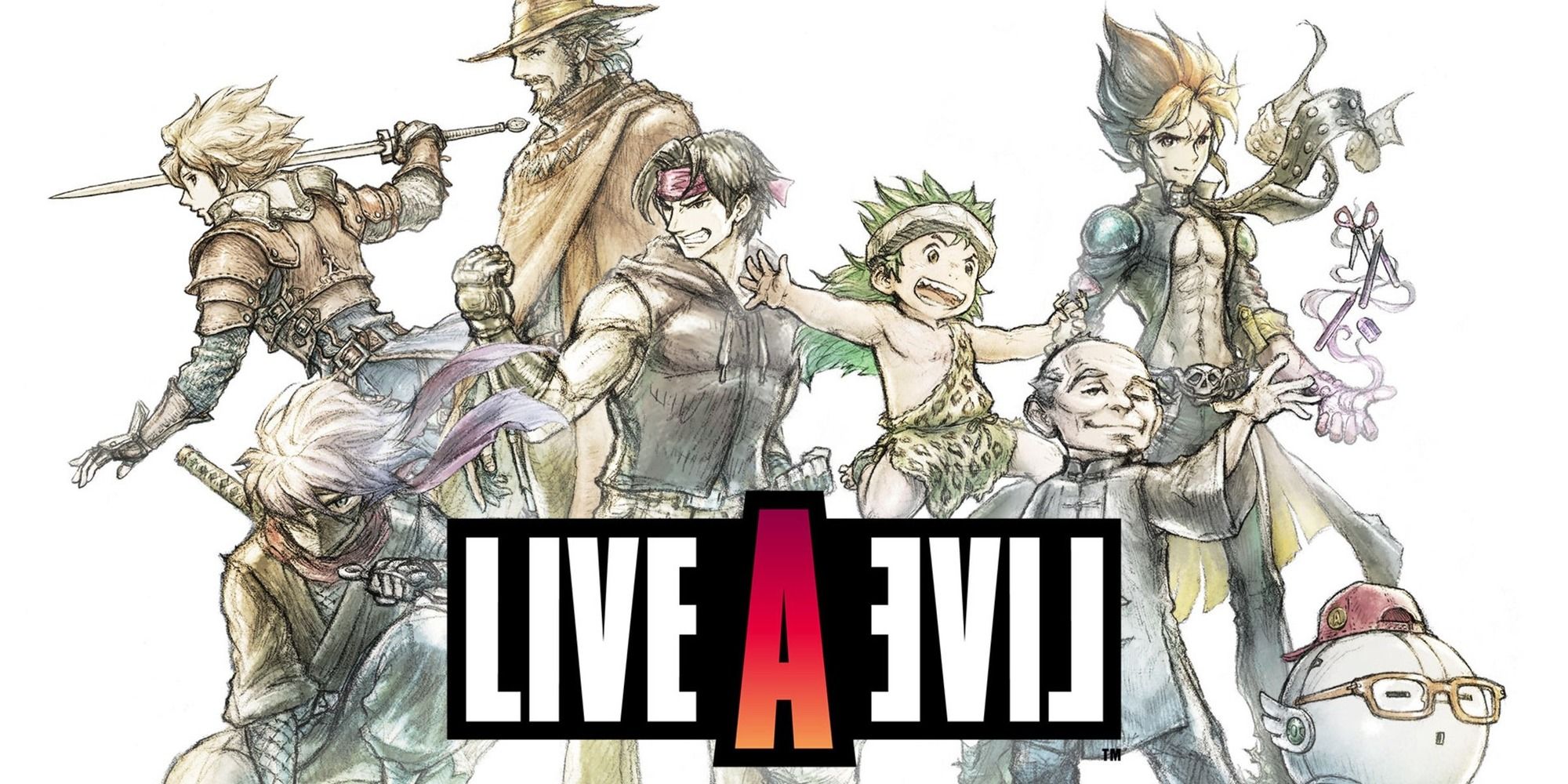 Live A Live logo and party members promotional art
