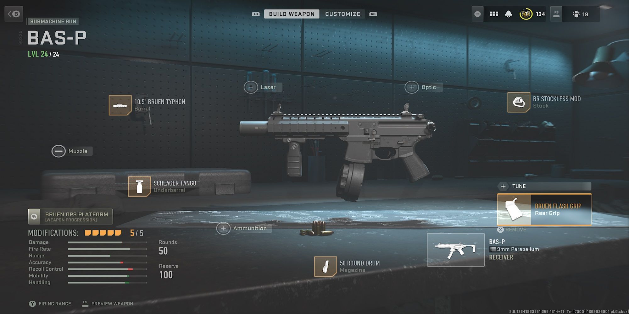 Customized BAS-P SMG in Modern Warfare 2 Gunsmith Customization