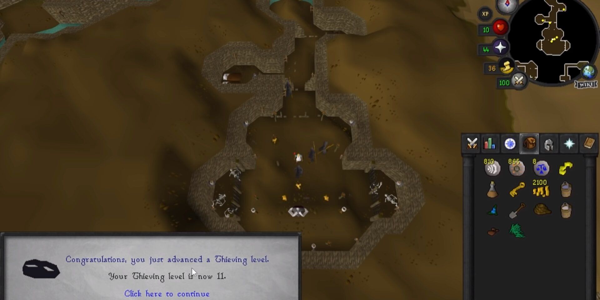 Image of a character building up their Thieving Level in Old School Runescape.