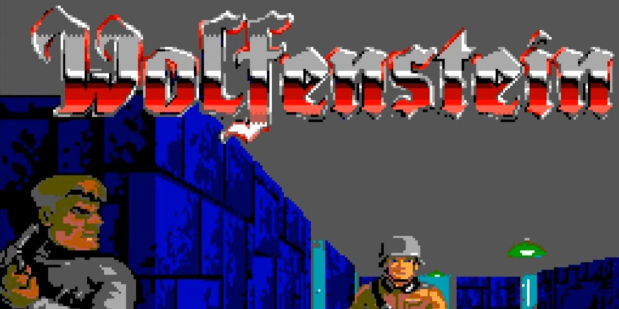 Menu screen for FPS game Wolfenstein 3-D from 1992 by id Software