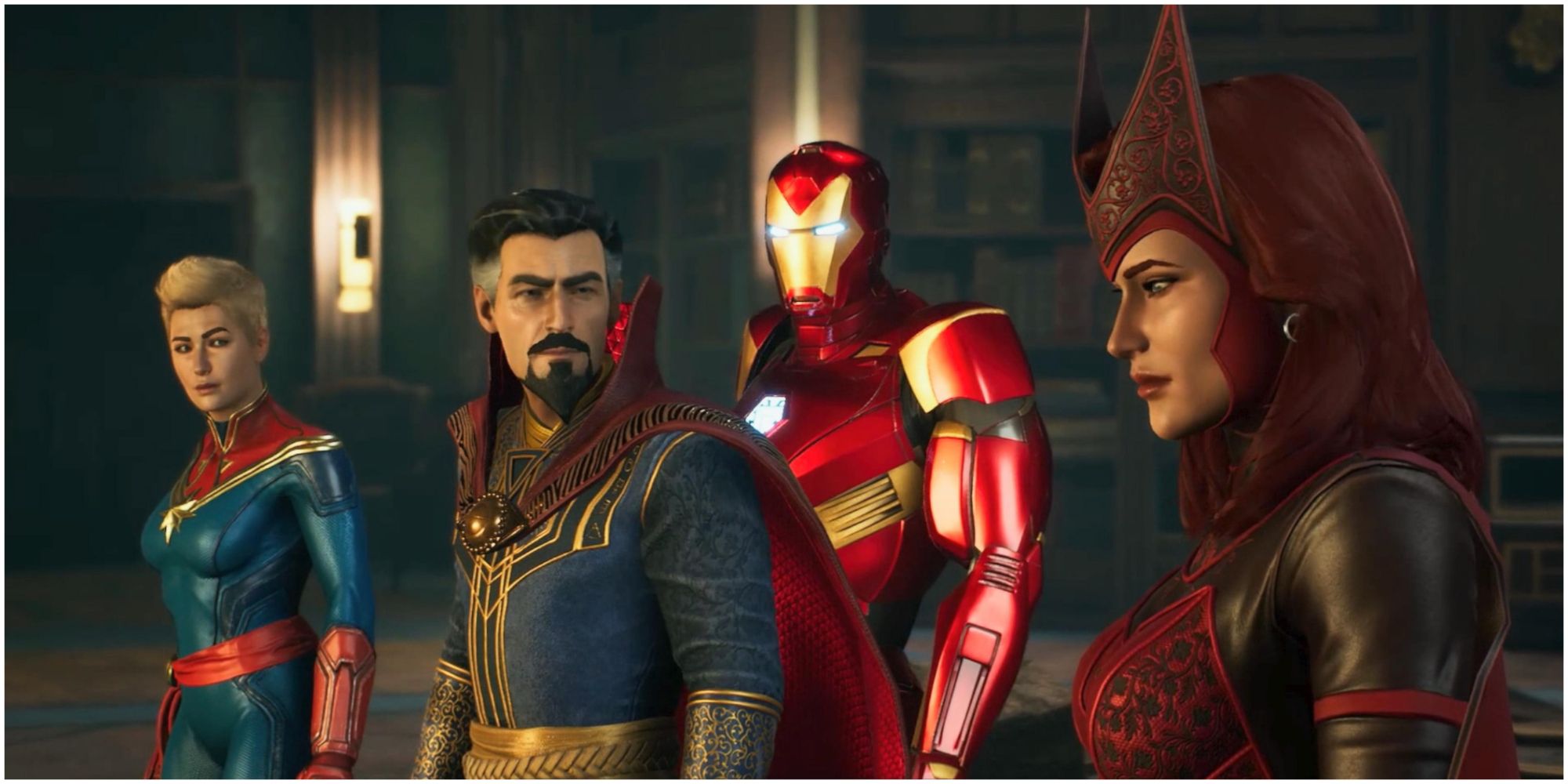 Marvel's Midnight Suns the scarlet witch, captain marvel, iron man, and dr. strange