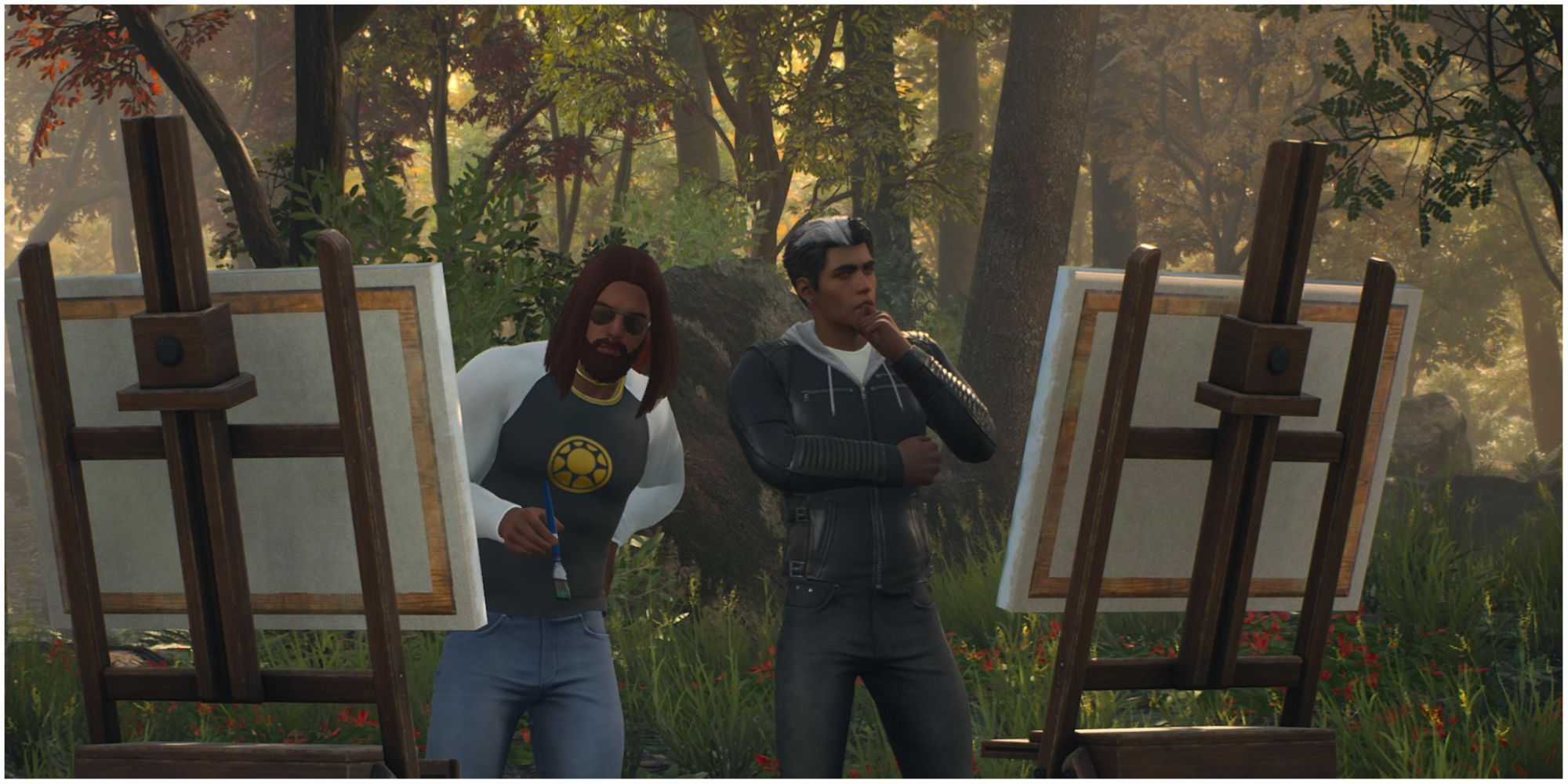 Marvel's Midnight Suns the hunter and robbie reyes painting like best friends do