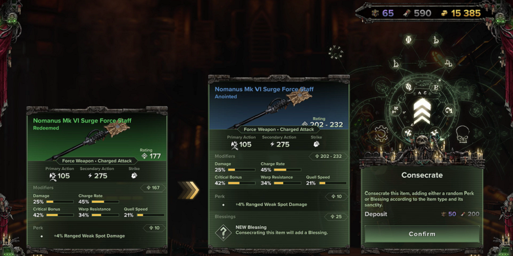 Upgrading weapons in Warhammer 40K: Darktide