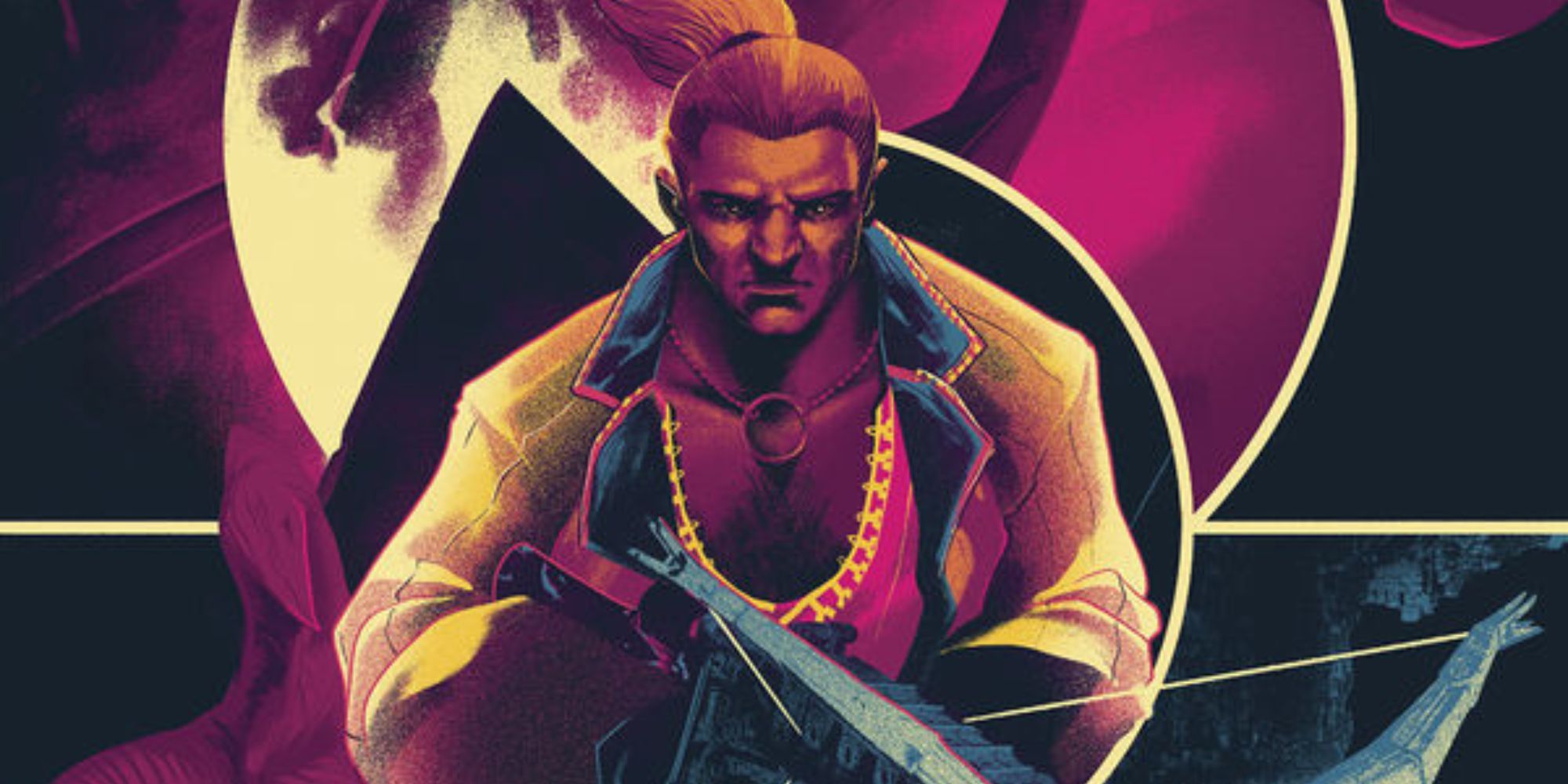 Image shows Varric from Dragon Age on the cover of a comic book.