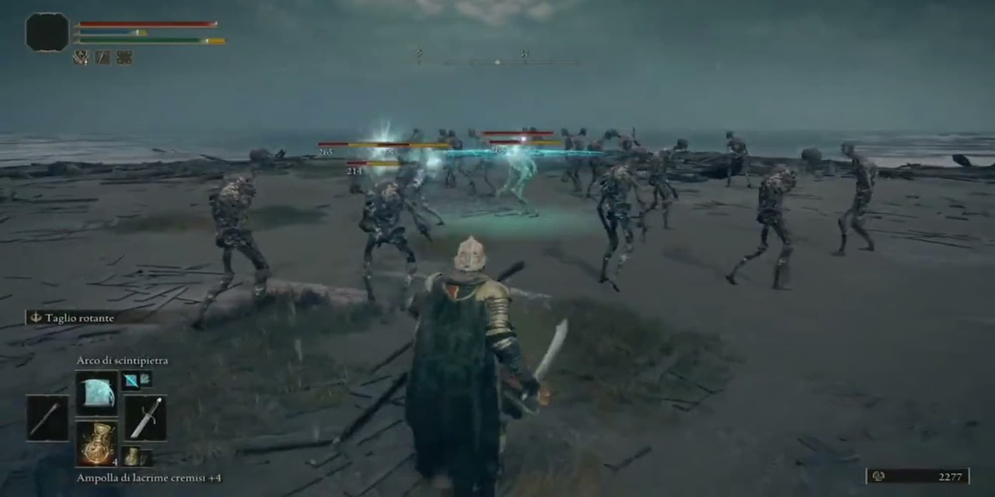 Player Casting Glintstone Arc Into A Group Of Enemies 
