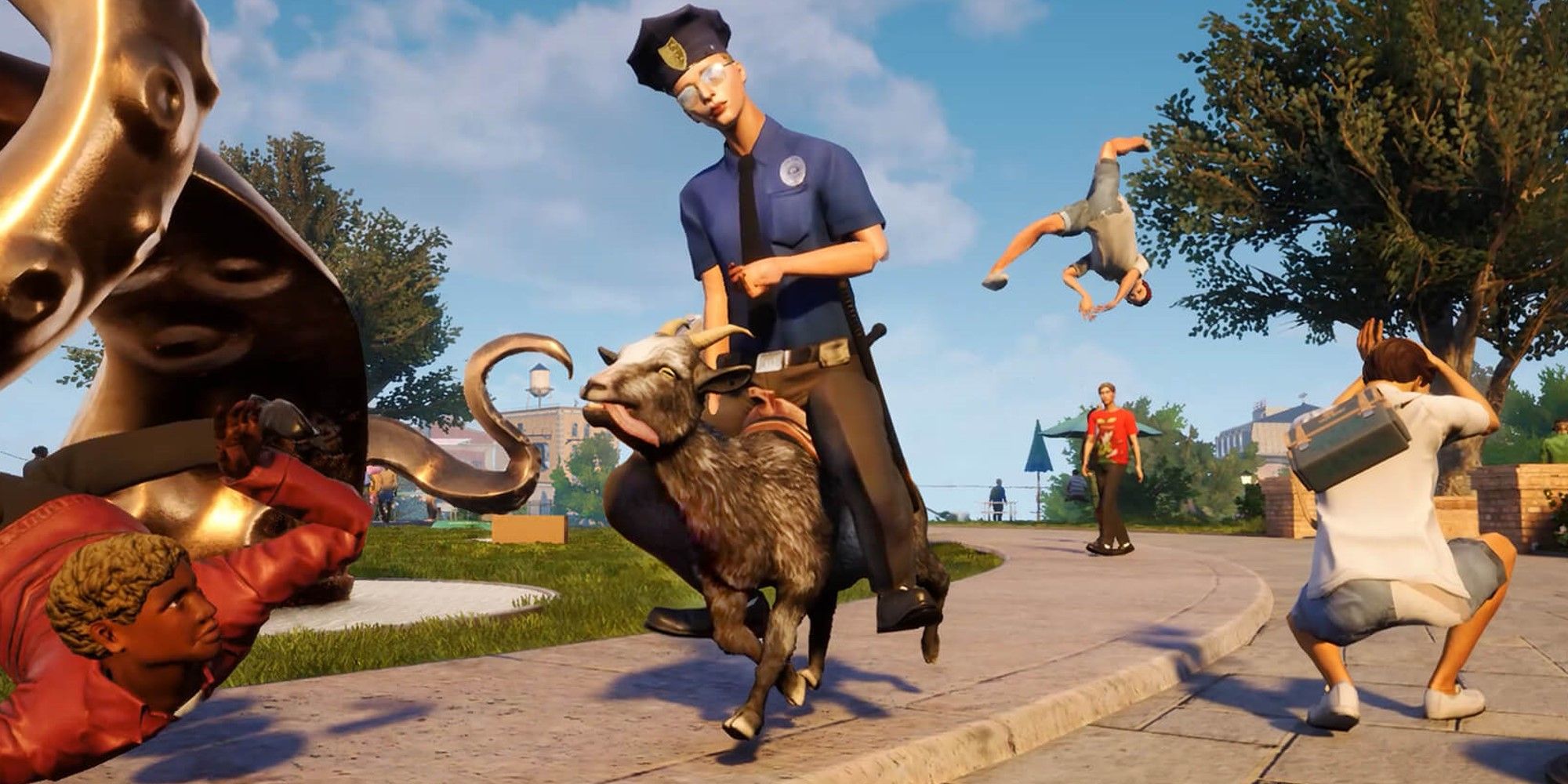 Симулятор козла 3. Goat Simulator 3 заставка на PC С тремя козлами. Картинки 1920х1080 крутые игры. Goat Simulator 3 Запретный плод. Goat Simulator 3 модный кроссфит.