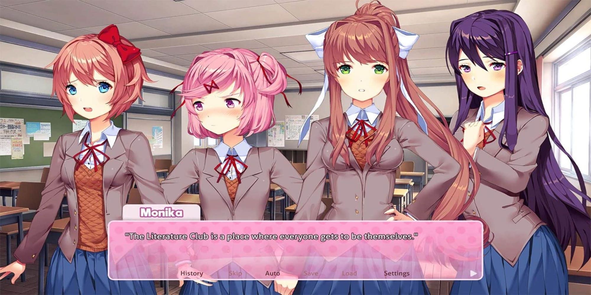 Sayori, Natsuki, Monika, and Yuri from Doki Doki Literature Club