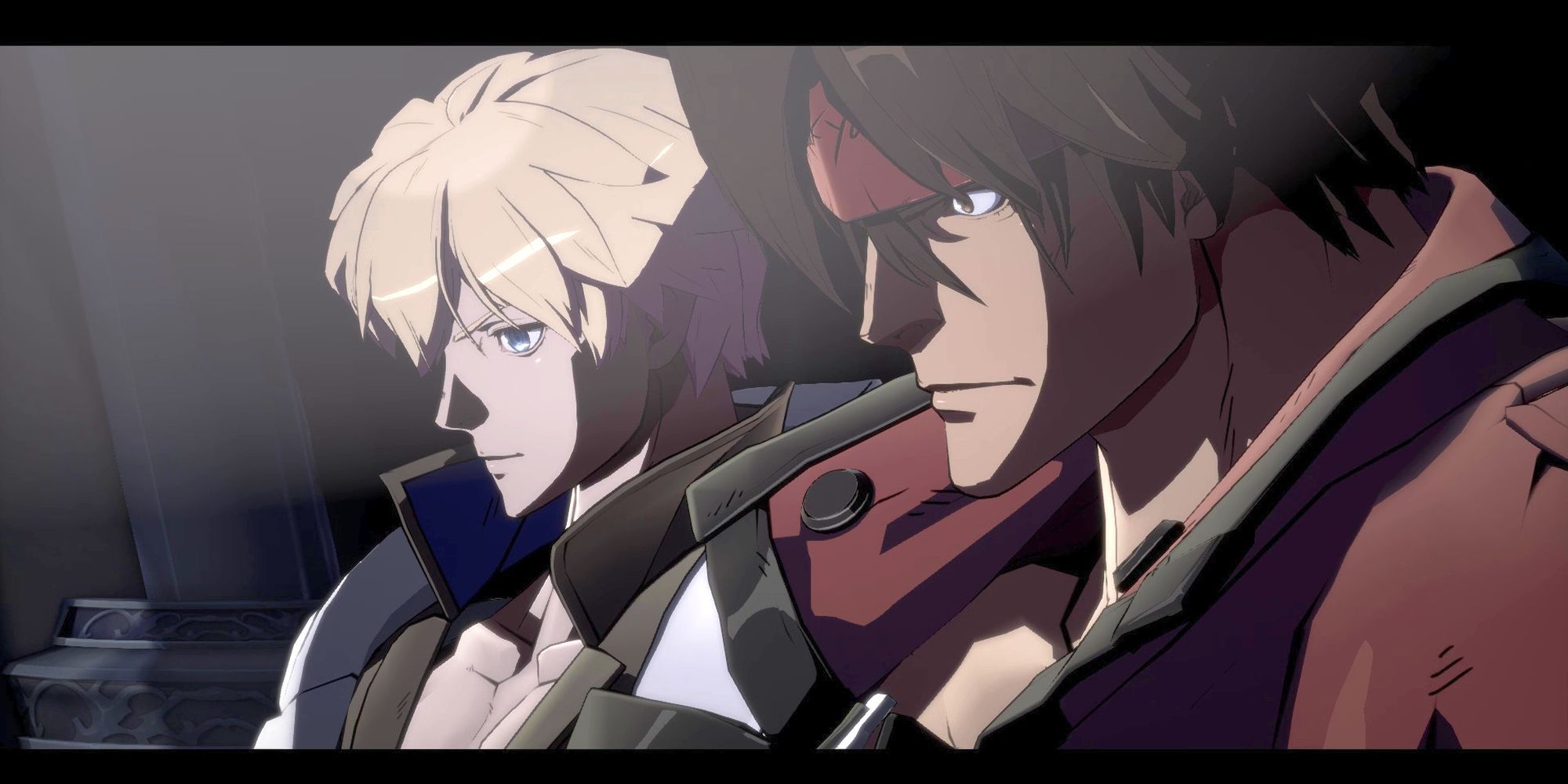 Sol Badguy (foreground) and Ky Kiske in a Guilty Gear Strive cutscene