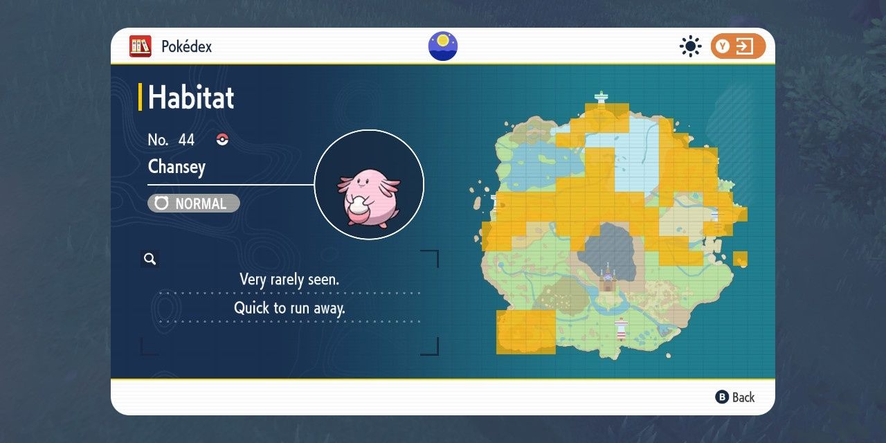 Image of Chansey's habitats on the map in Pokemon Scarlet & Violet.