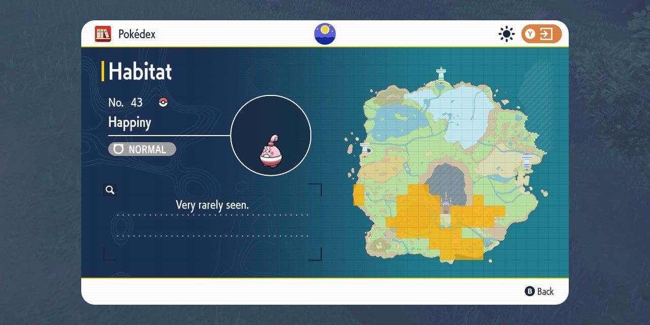 Image of Happiny's habitat on the map in Pokemon Scarlet & Violet.