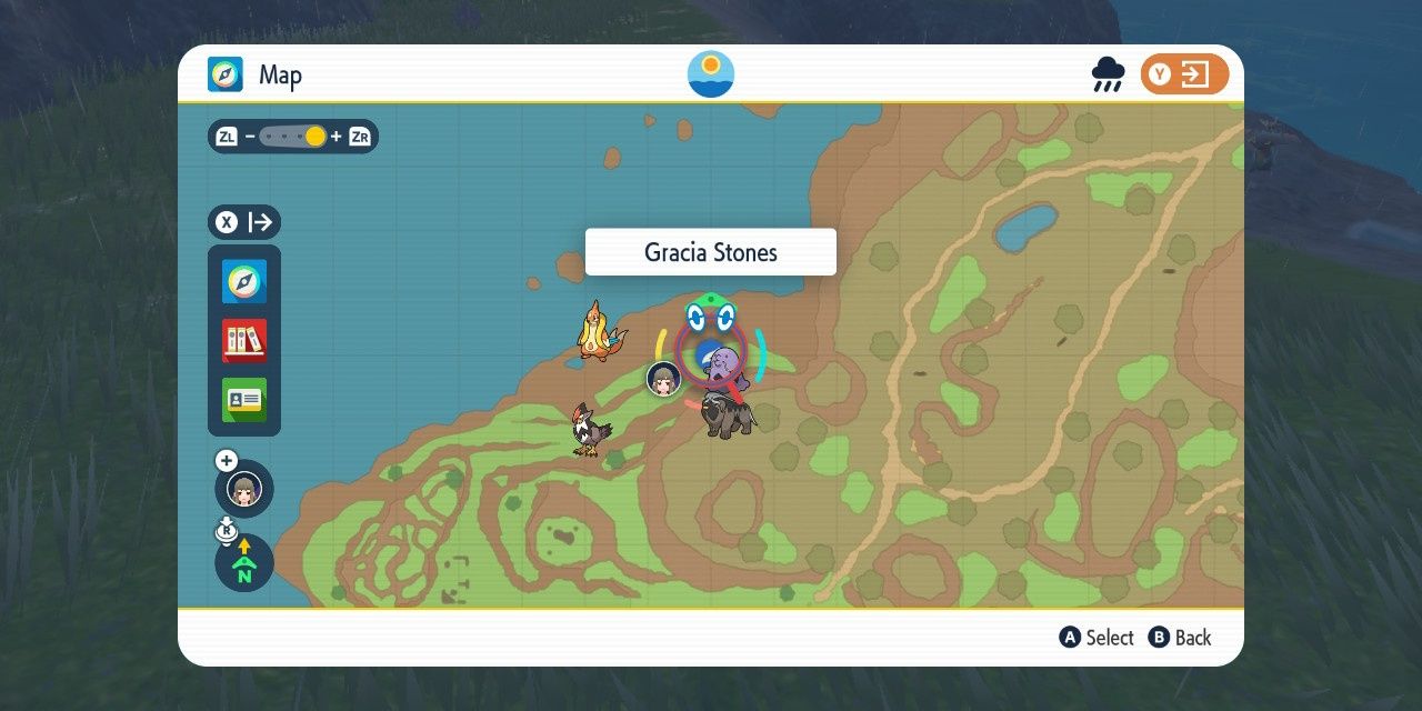 Image of the location of Drakloak on the map near Gracia Stones in Pokemon Scarlet & Violet.