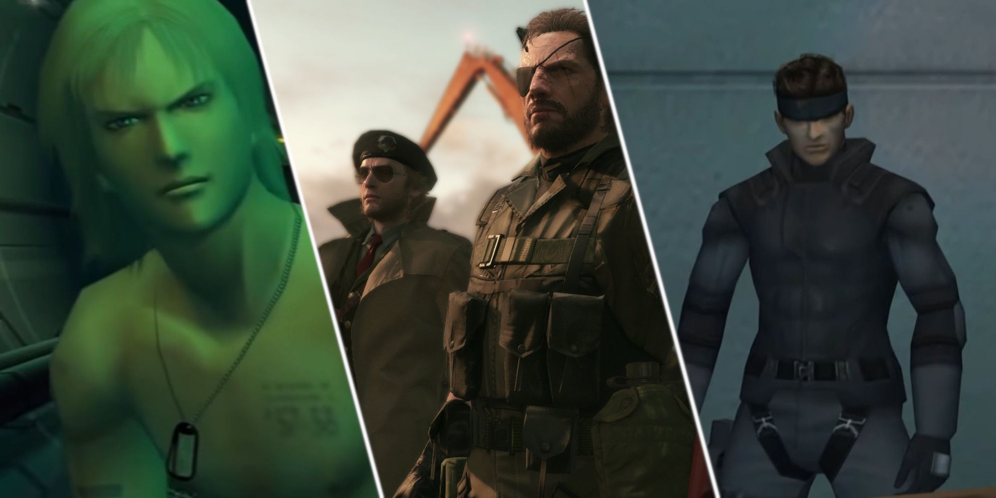 A composite image of protagonists of Metal Gear Solid games