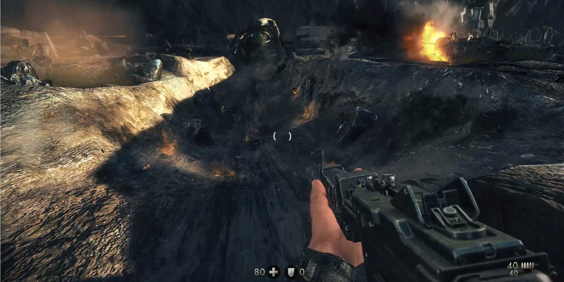 Image of the entrance to the enemy trenches in Wolfenstein: The New Order.