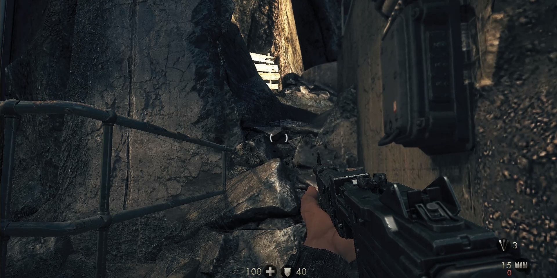 Image of the hole in the wall in Wolfenstein: The New Order.