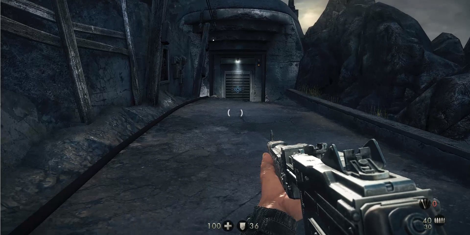 Image of the doorway with a blue marker in Wolfenstein: The New Order.