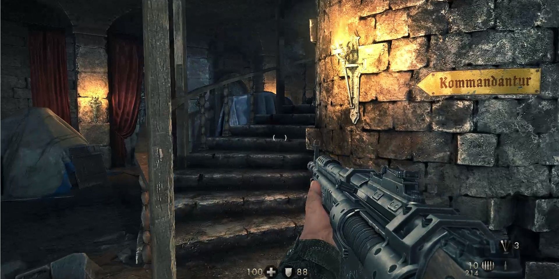 Image of the spiral staircase in Wolfenstein: The New Order.