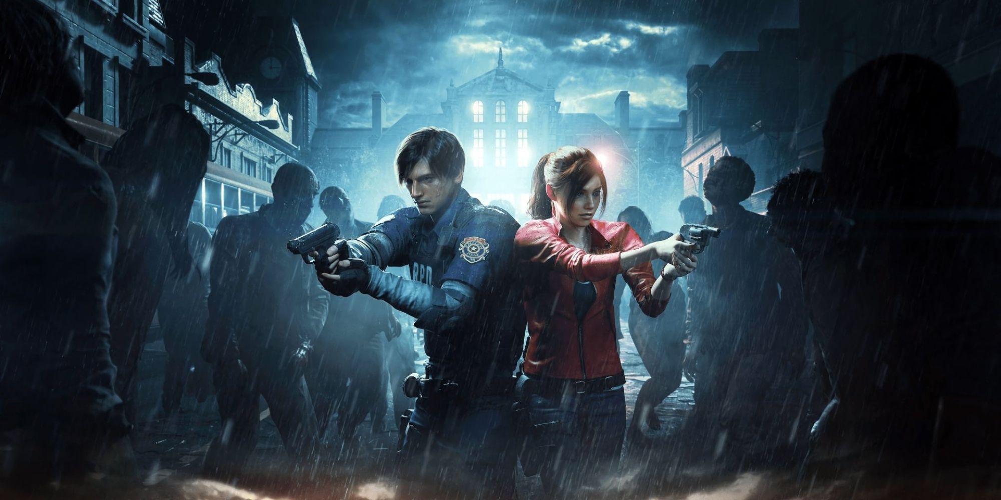 Leon And Claire Gunning Down Zombies In Resident Evil 2